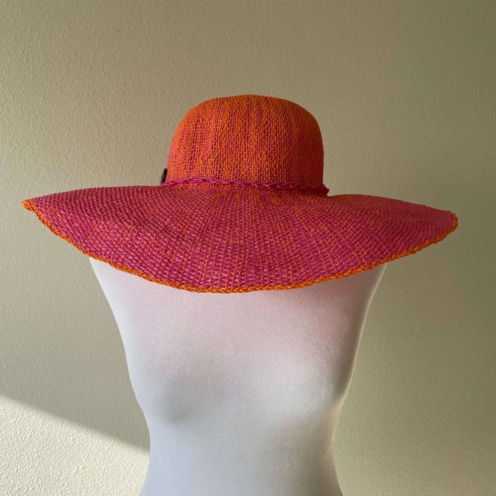 Panama Jack beach hat, pink & orange NWT